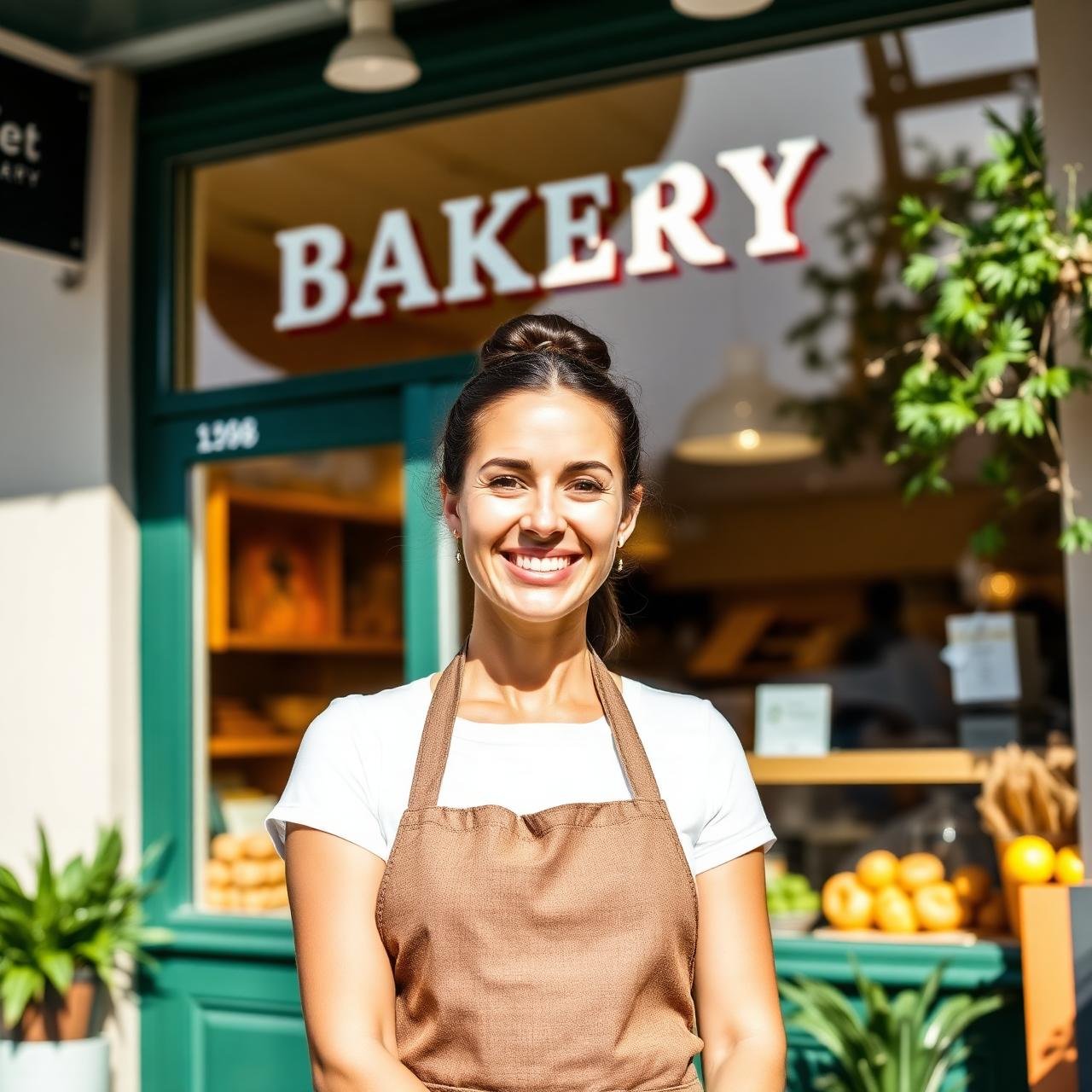 Small business owner outside her shop